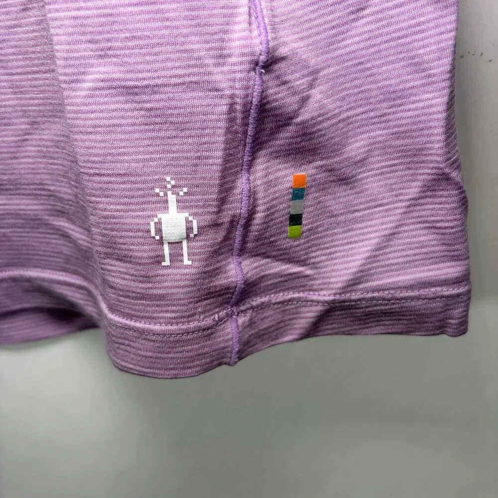 Smartwool Base Layer T Shirt Top Womens Size Small Purple Striped Merino Wool - Picture 4 of 10